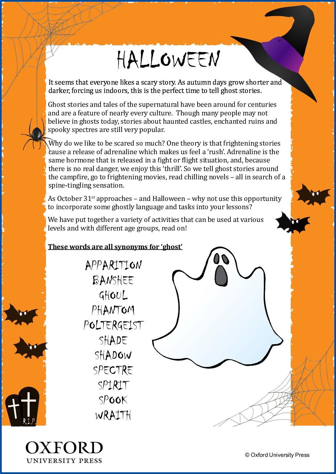 Writing A Ghost Story Worksheet