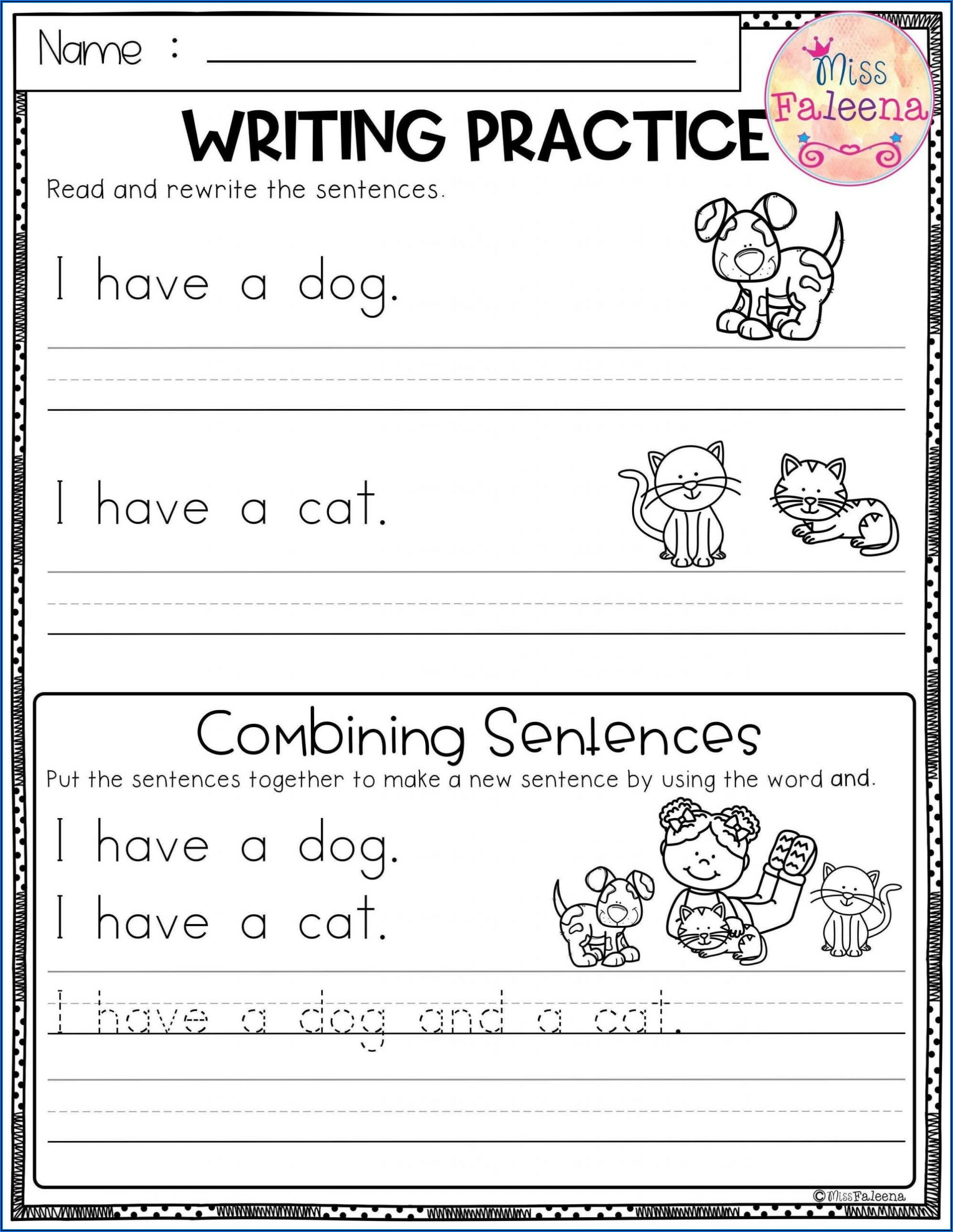 Writing Kindergarten Worksheets Free