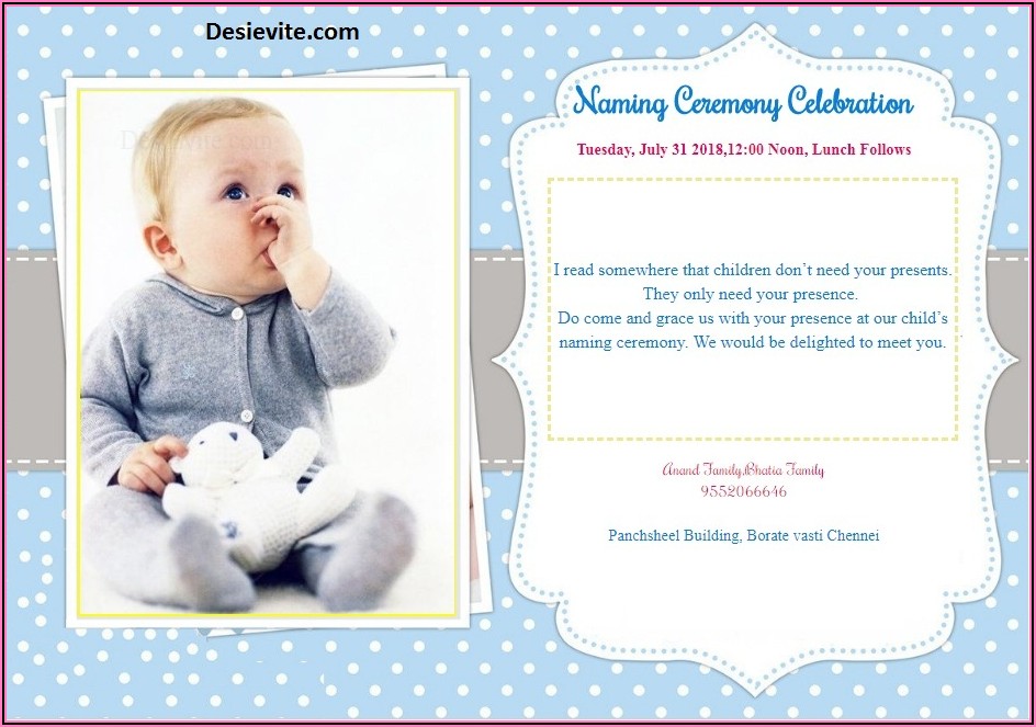 Baby Boy Naming Invitation Card