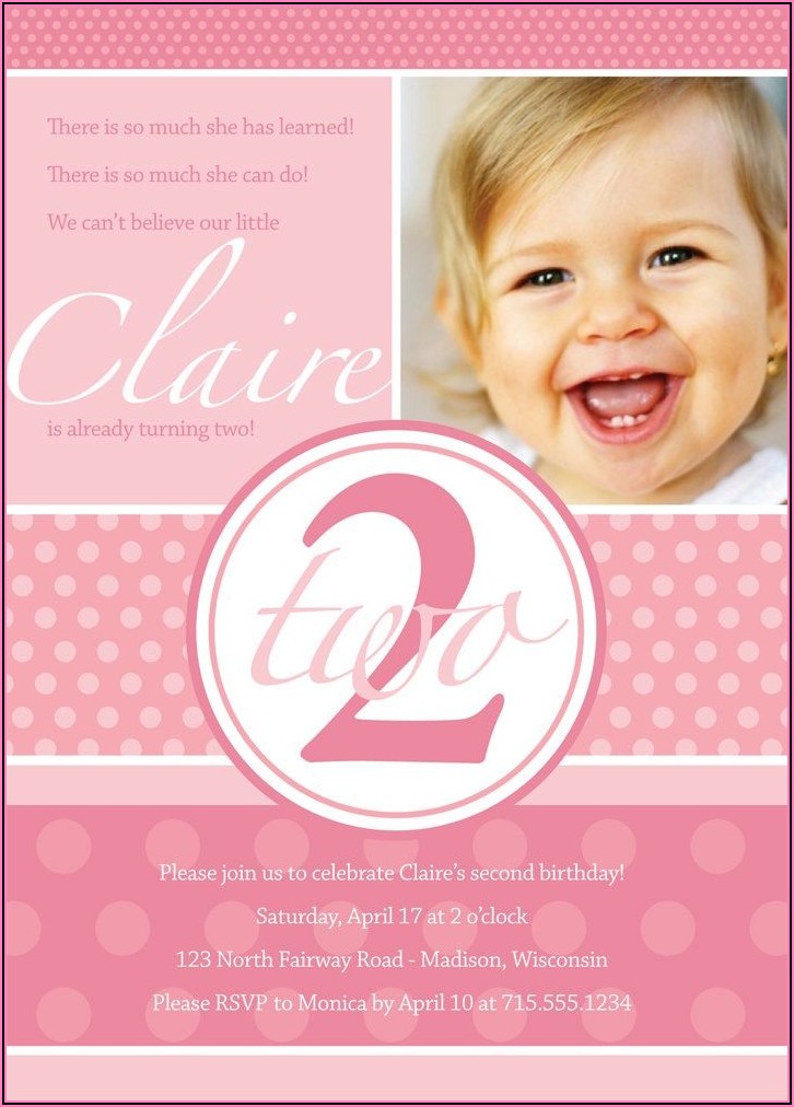 Baby Girl 2nd Birthday Invitation Message