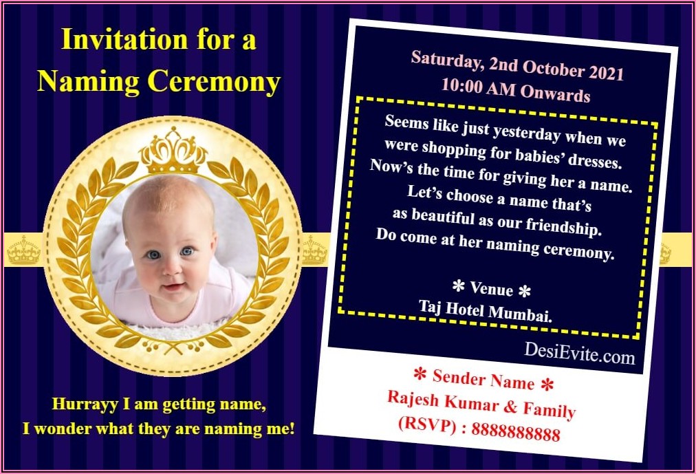 Baby Naming Ceremony Invitation In Tamil