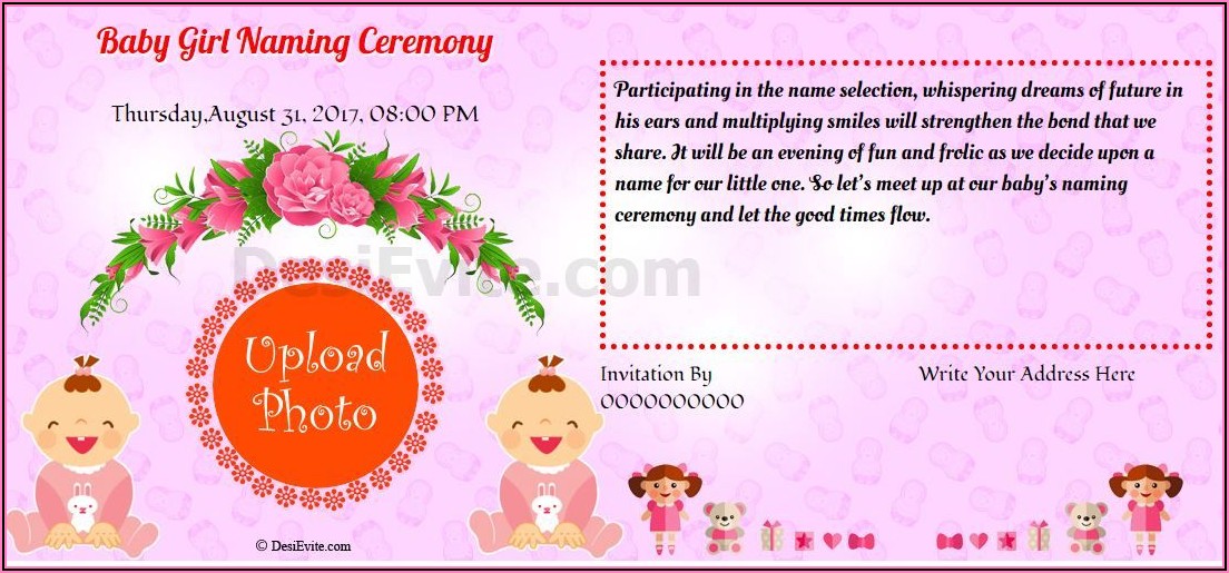 Baby Naming Invitation Card