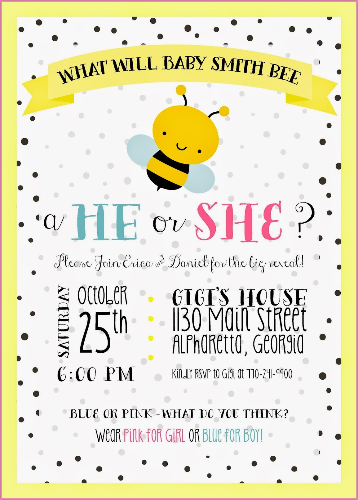 Bee Gender Reveal Invitations Online