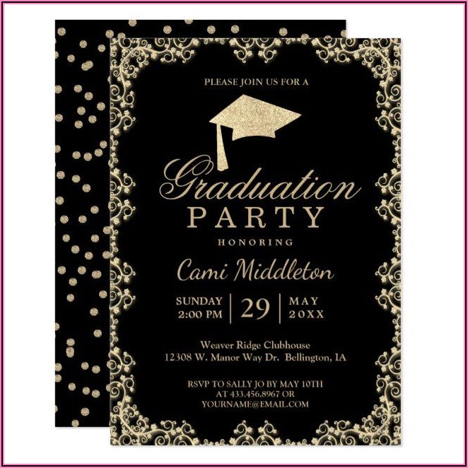 Black And Gold Graduation Invitations