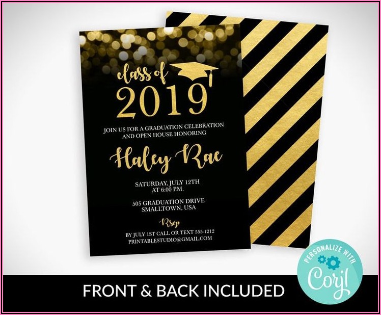 Black And Gold Graduation Party Invitations