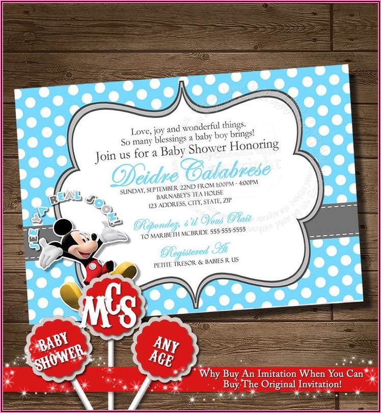 Blank Mickey Mouse Baby Shower Invitations