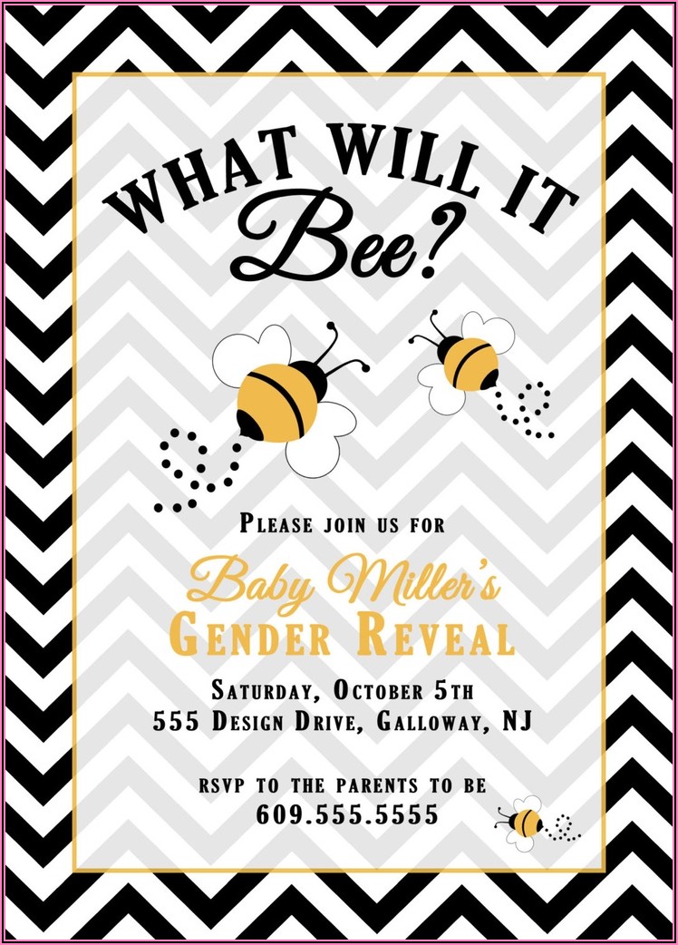 Bumble Bee Themed Gender Reveal Invitations