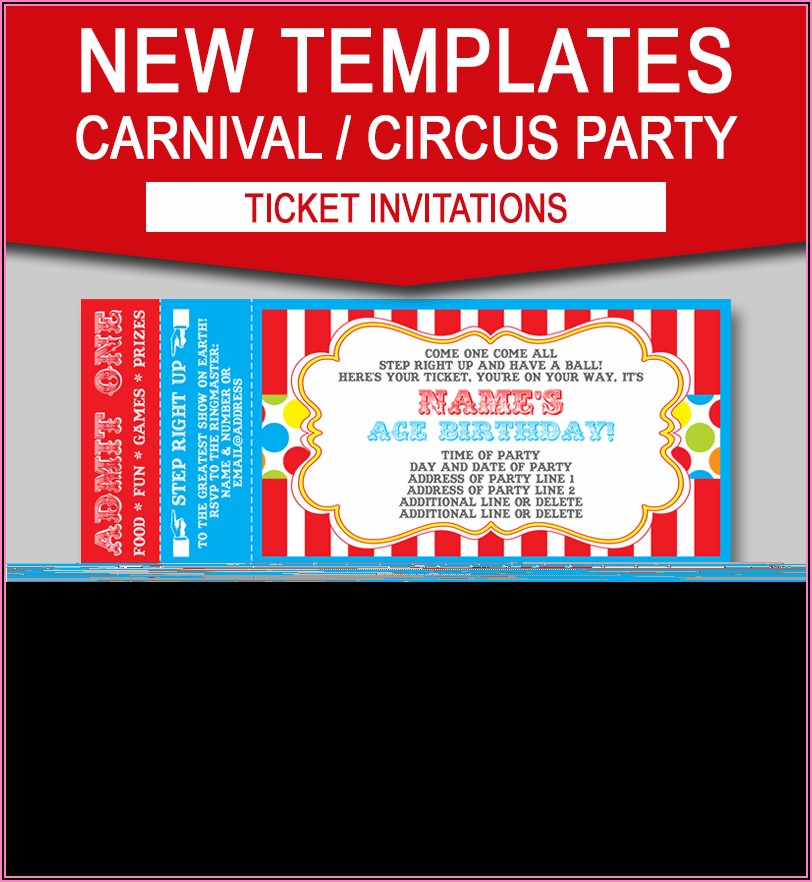 Circus Ticket Invitation Template Free