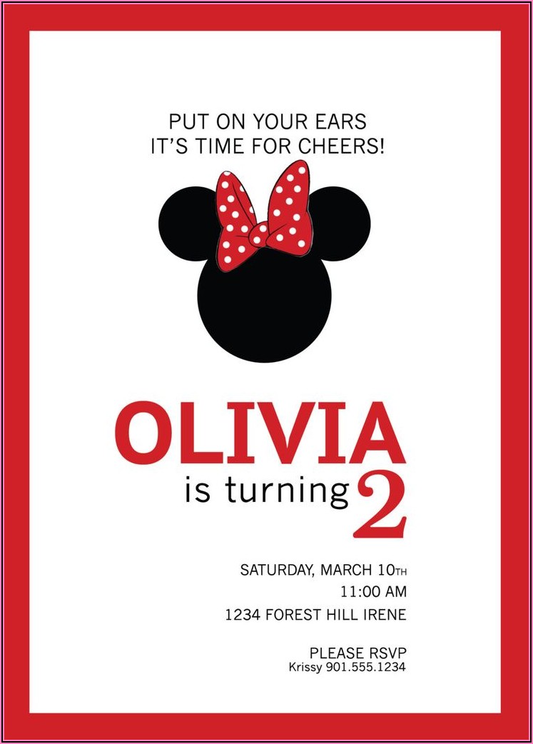 Custom Minnie Mouse Birthday Invitations