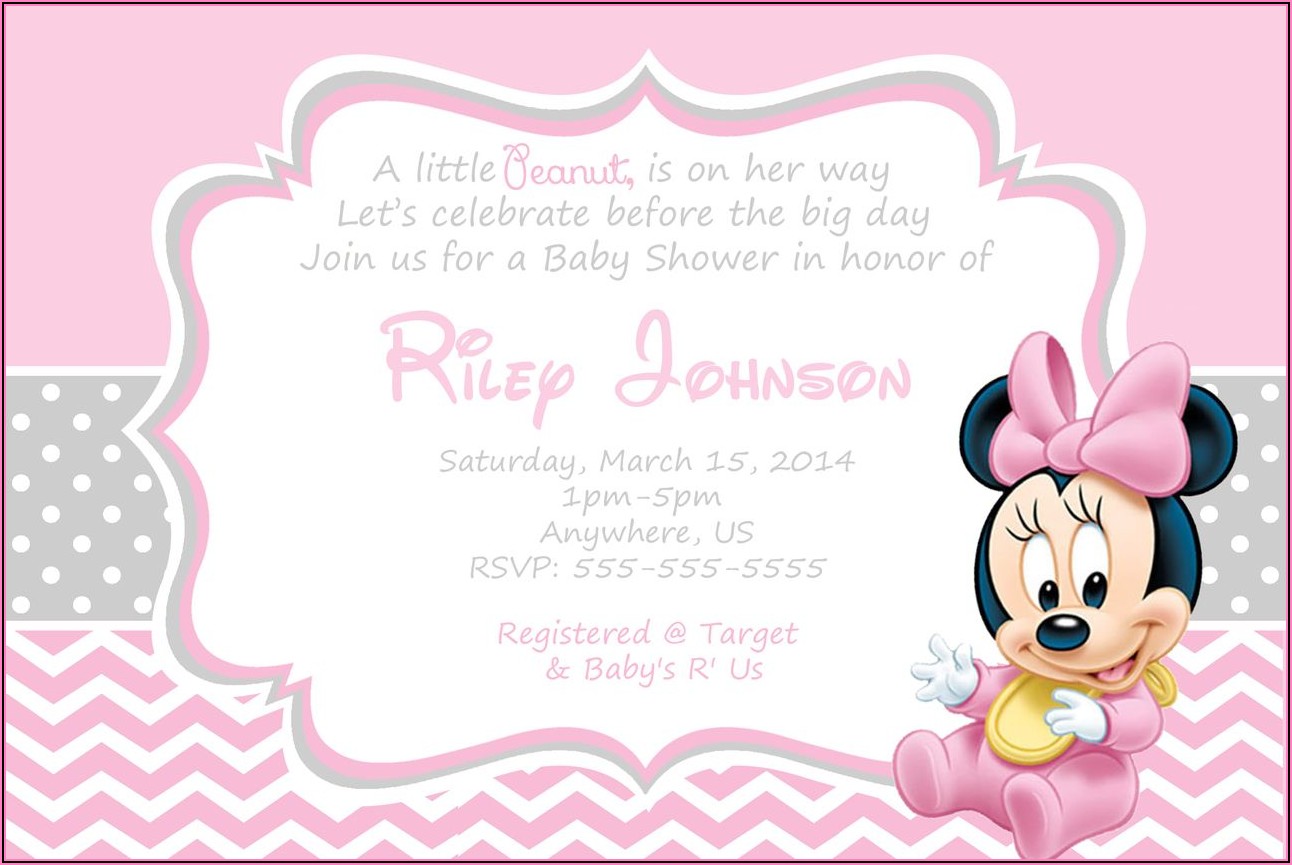 Customized Minnie Mouse Baby Shower Invitations