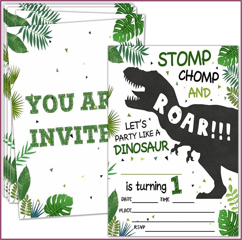 Dinosaur 1st Birthday Invitations