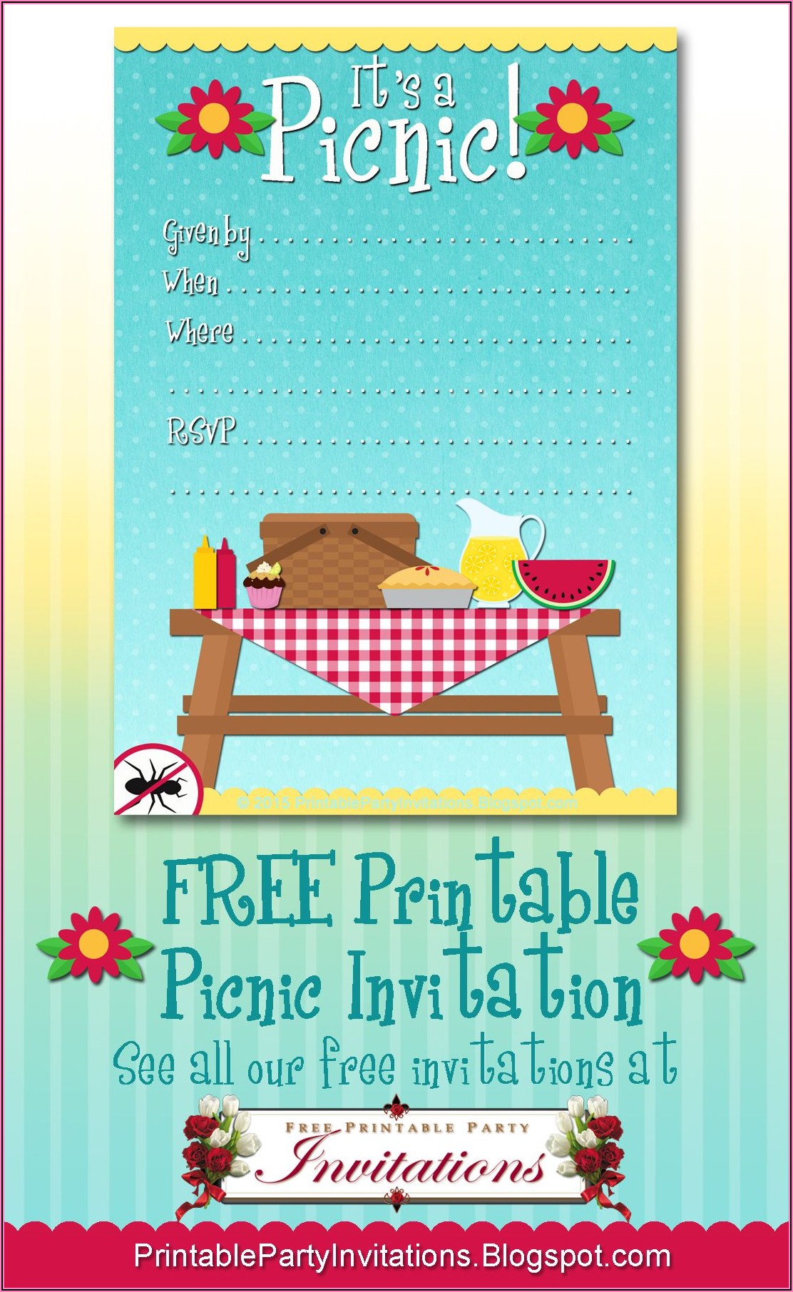 Downloadable Free Printable Picnic Invitation Template