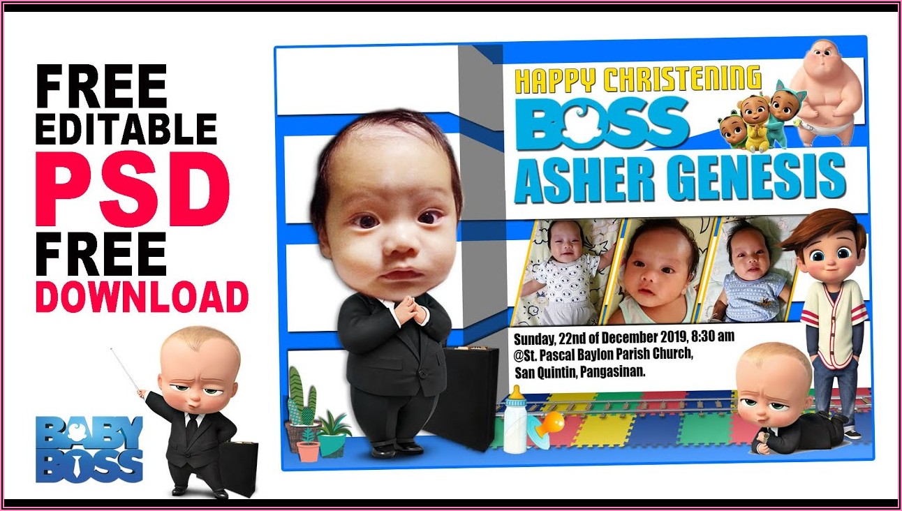 Editable Boss Baby Invitation Card Template Free