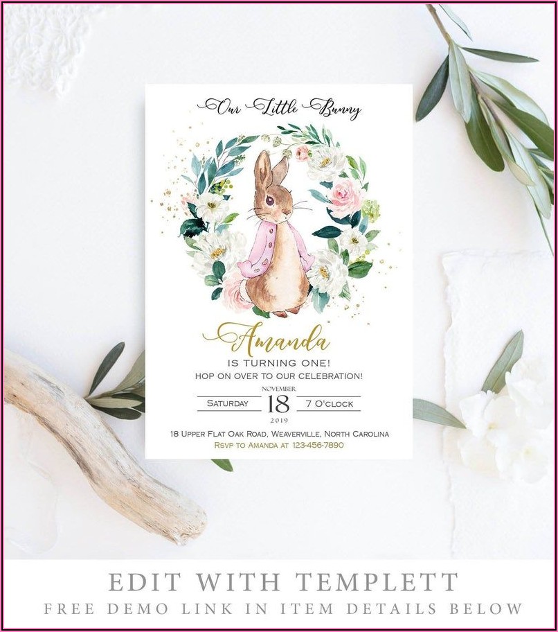 Etsy Peter Rabbit Birthday Invitations