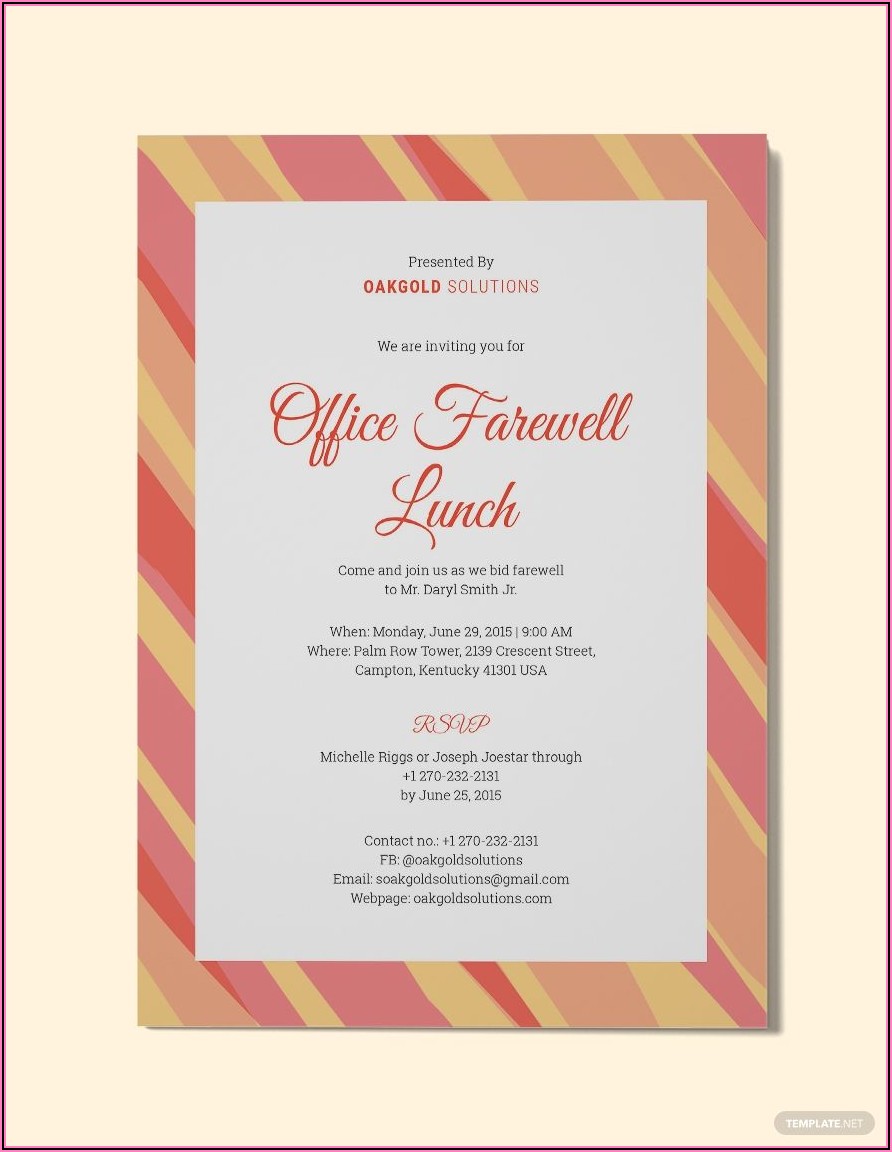 Farewell Lunch Invitation Email Examples