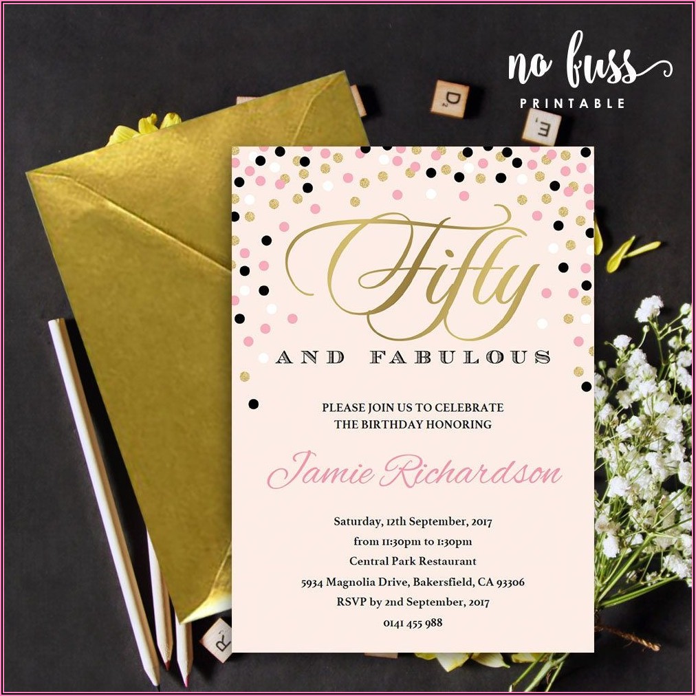 Fifty And Fabulous Birthday Invitations
