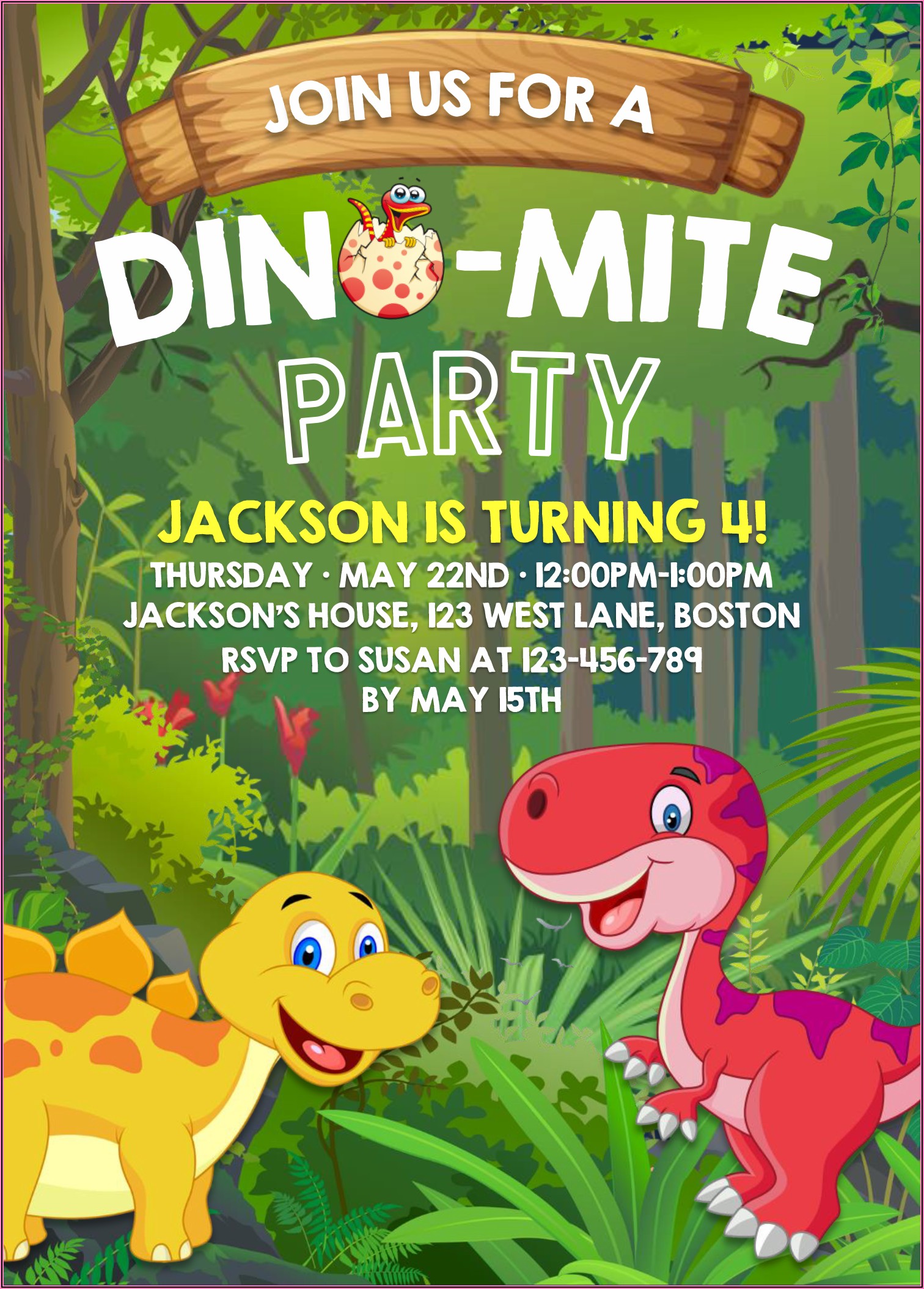 Free Editable Dinosaur Birthday Invitations