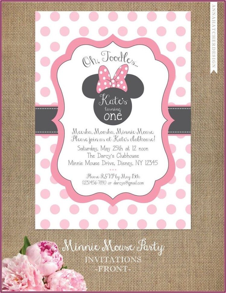 Free Editable Minnie Mouse Birthday Invitations