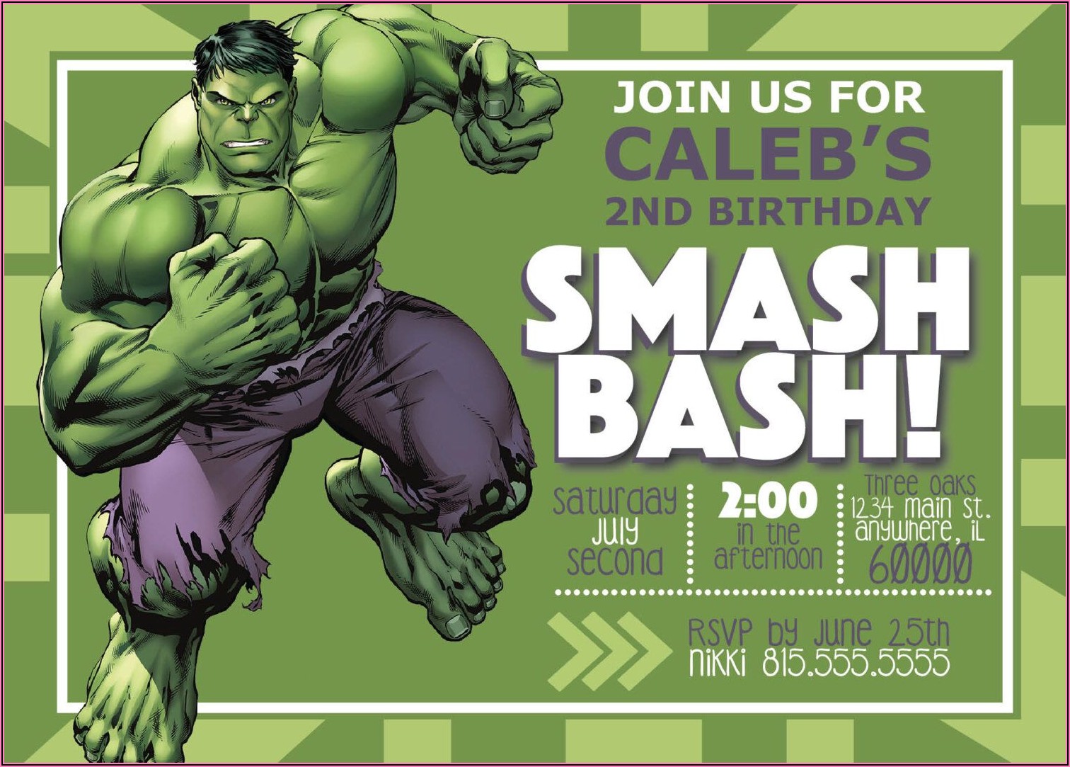 Free Incredible Hulk Birthday Party Invitations