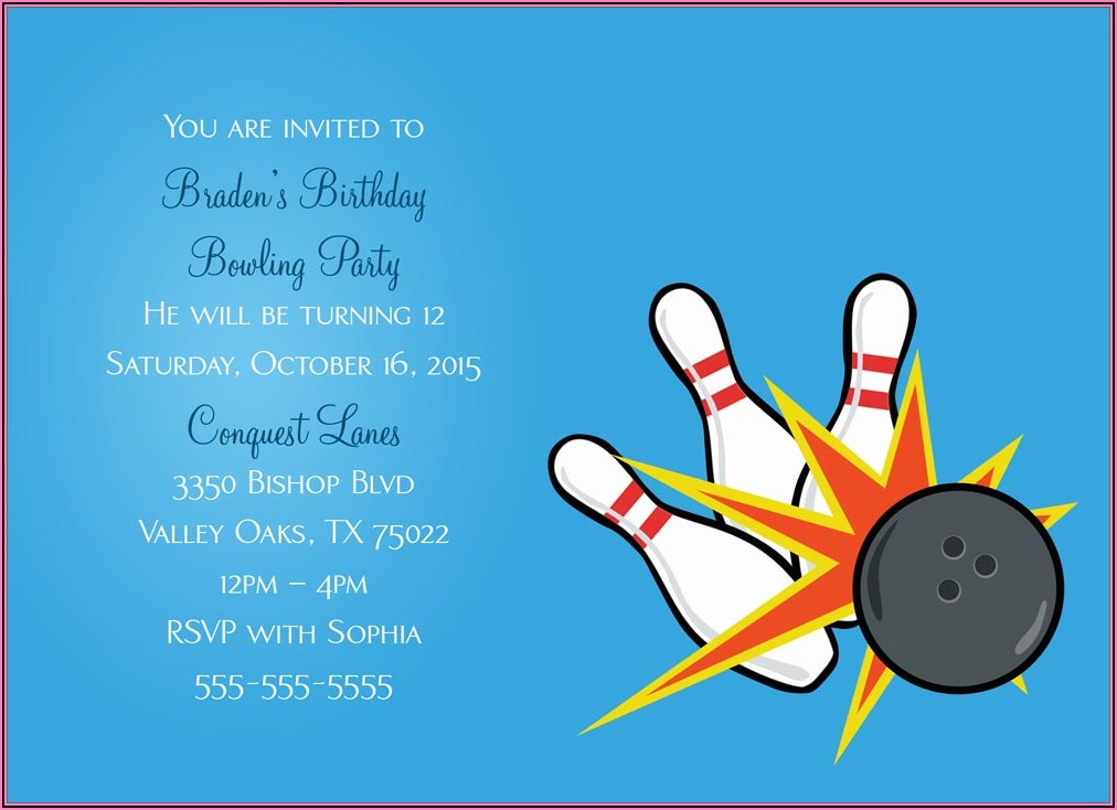 Free Printable Bowling Birthday Invitations