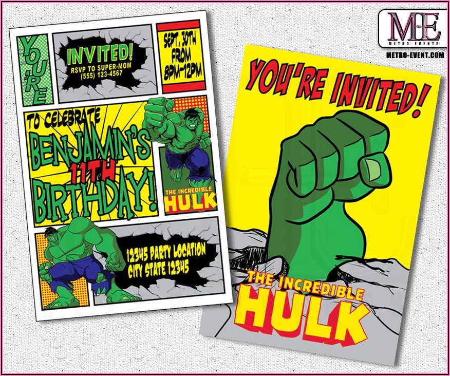 Incredible Hulk Birthday Invitations