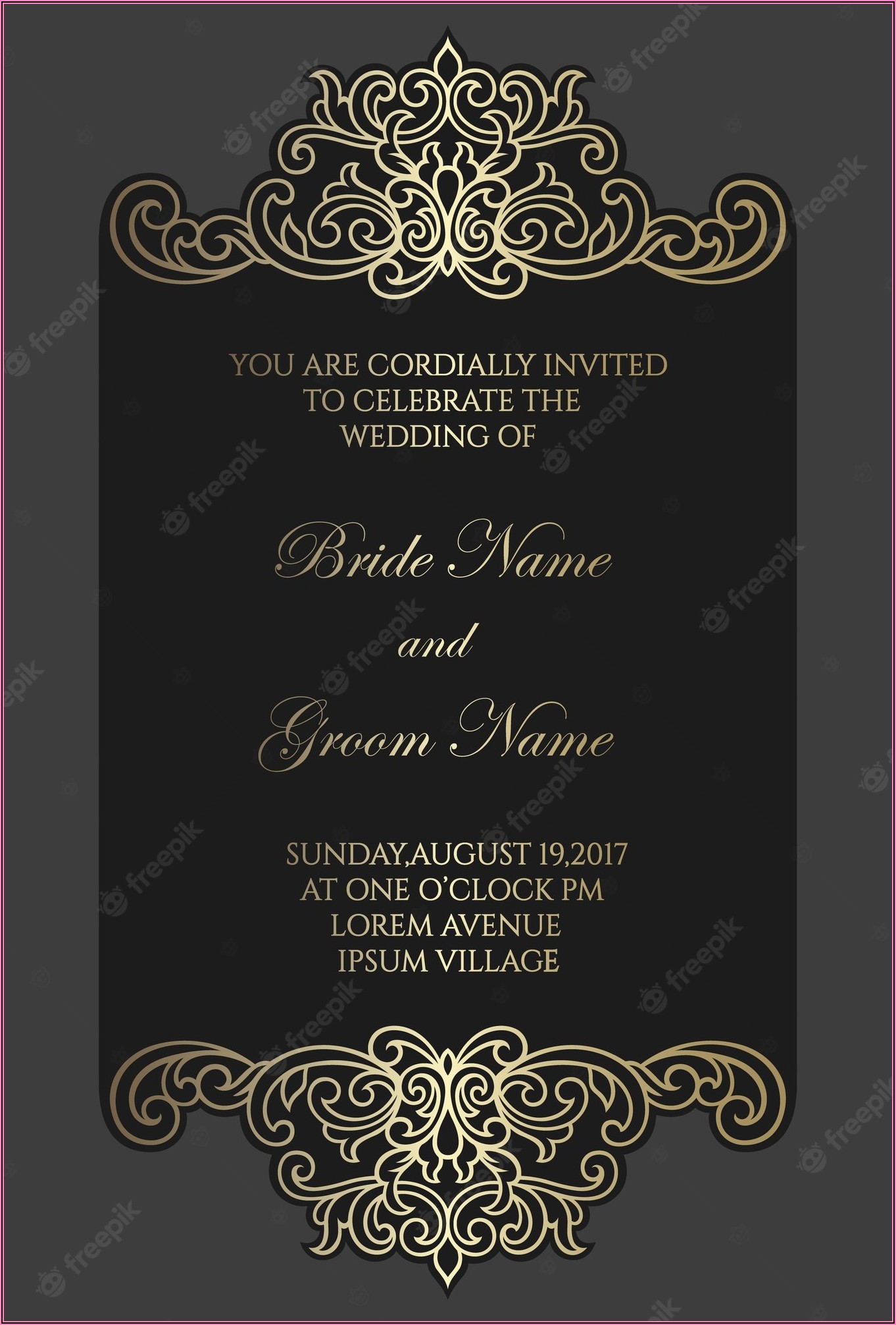 Laser Cut Wedding Invitation Card Template Vector