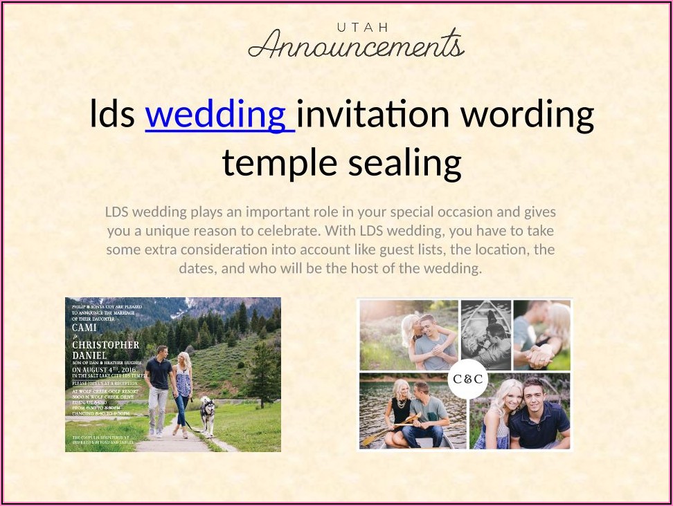 Lds Wedding Invitation Wording
