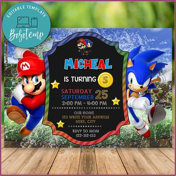 Mario And Sonic Birthday Invitations Free