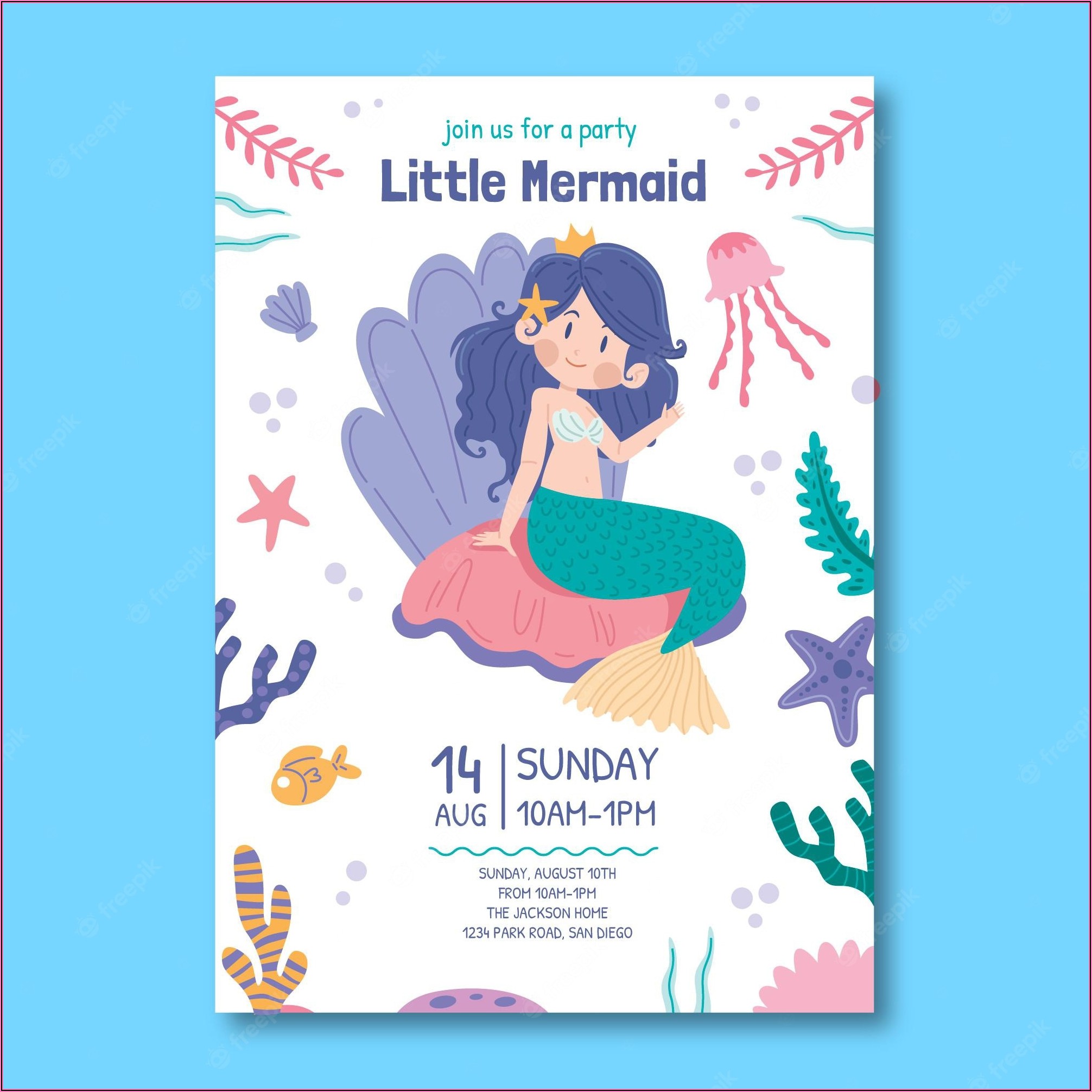 Mermaid Birthday Invitation Free Template