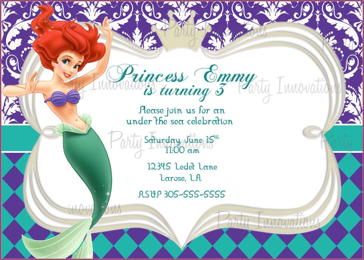 Mermaid Birthday Invitations Free Download