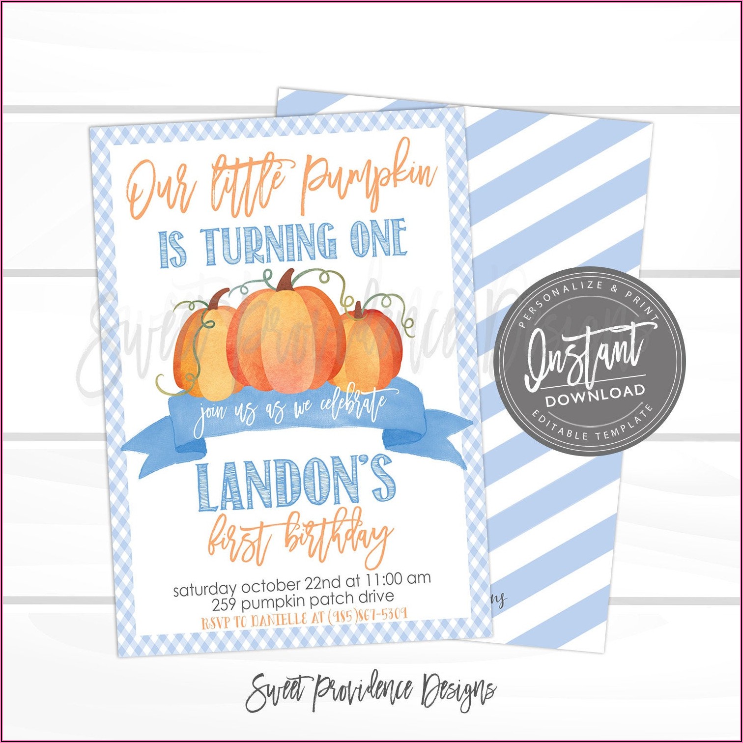 Our Little Pumpkin Is Turning One Invitations Template