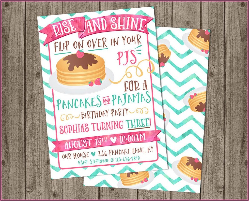 Pancakes And Pajamas Birthday Invite