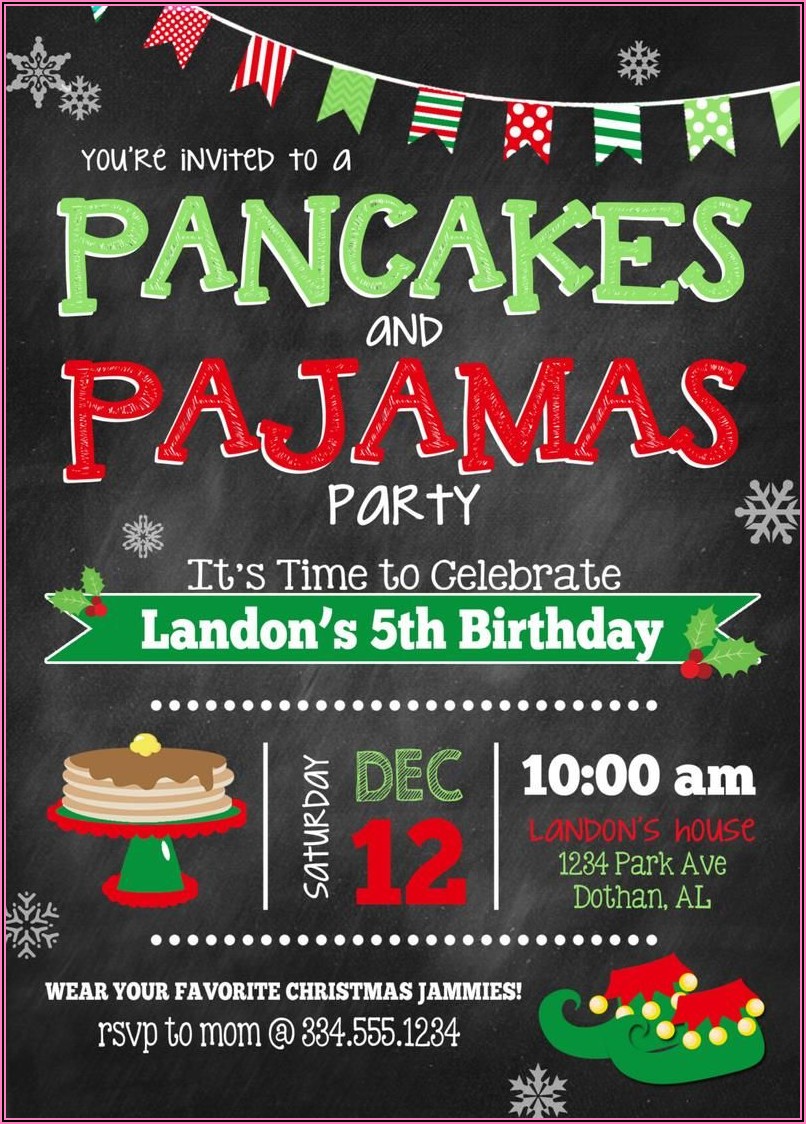 Pancakes And Pajamas Christmas Invitation
