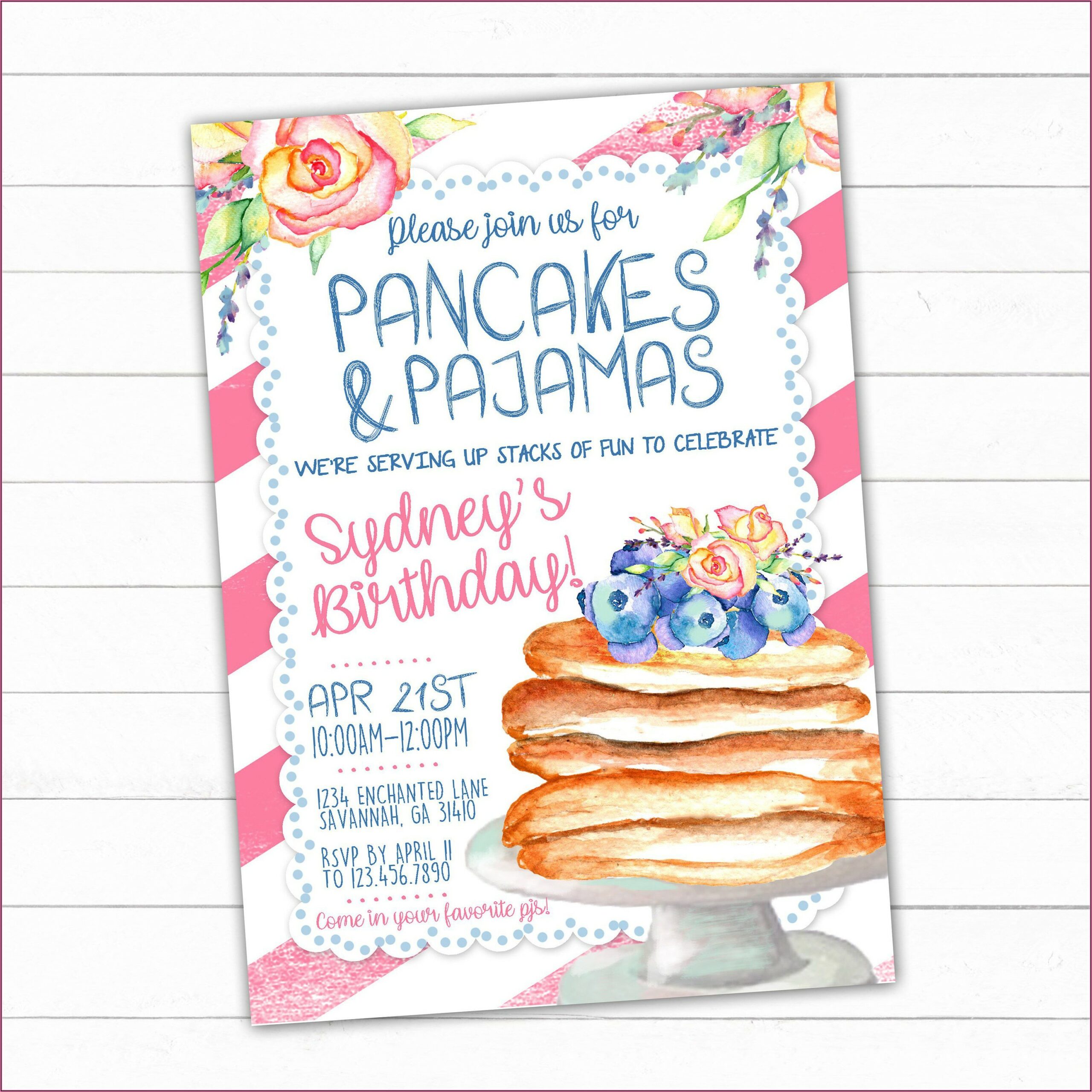 Pancakes And Pajamas Invitation