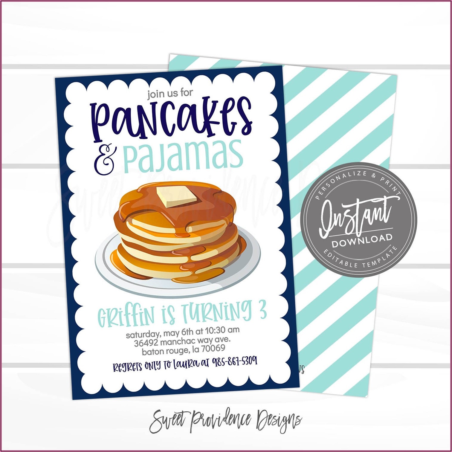 Pancakes And Pajamas Party Invitations Free