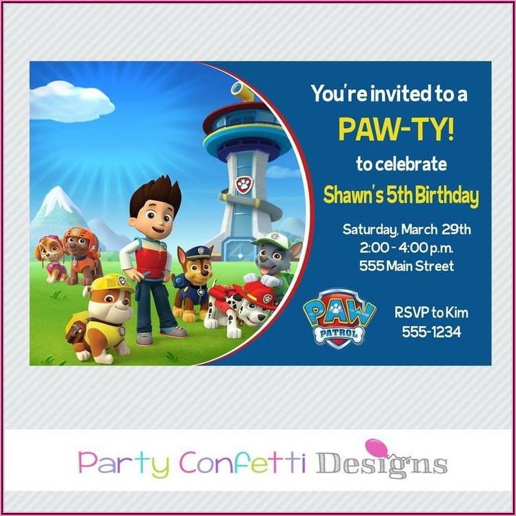 Paw Patrol Birthday Party Invitation Template