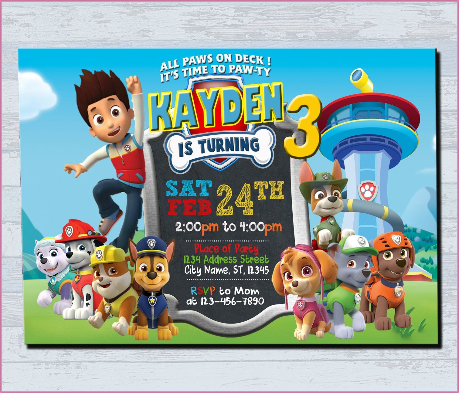 Paw Patrol Pool Party Invitation Template