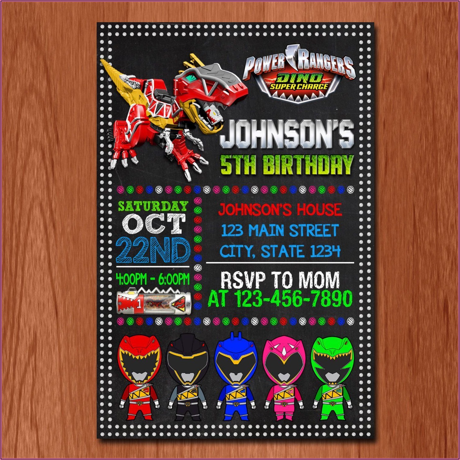 Power Ranger Birthday Invitation Template