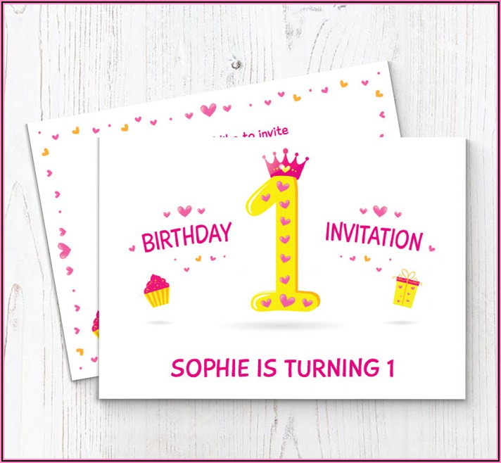 Princess 1st Birthday Party Invitations