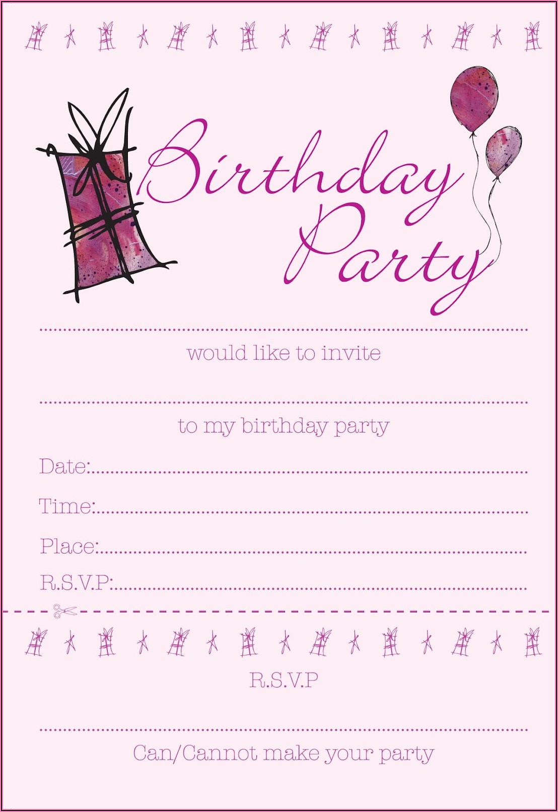 Printable Birthday Invitations For Girl
