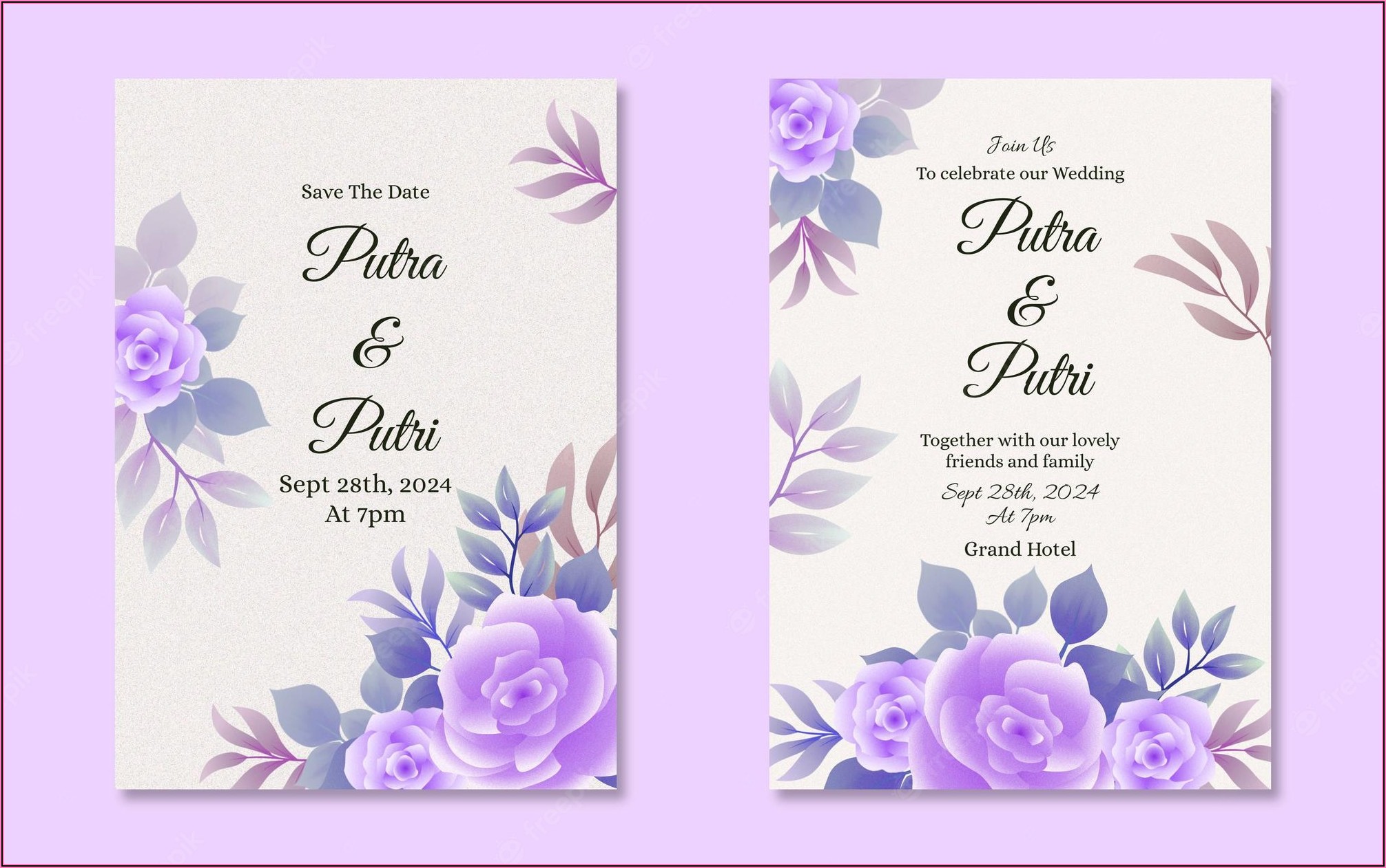 Purple Floral Invitation Template