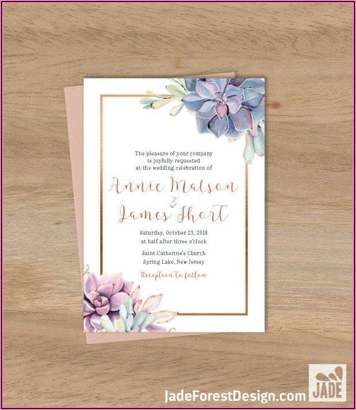 Rose Gold And Greenery Wedding Invitations