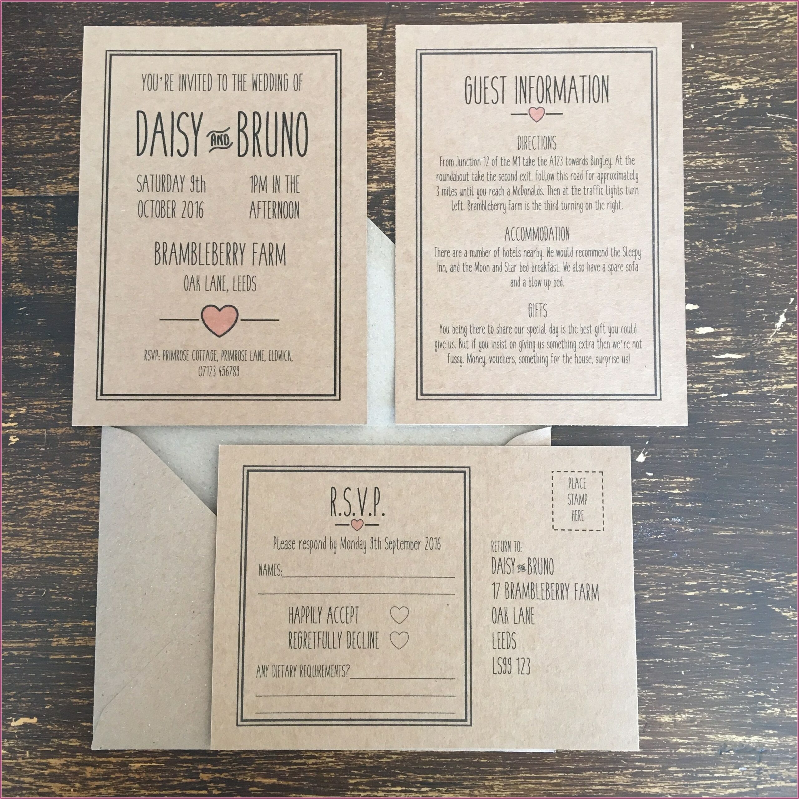 Rustic Country Style Wedding Invitations