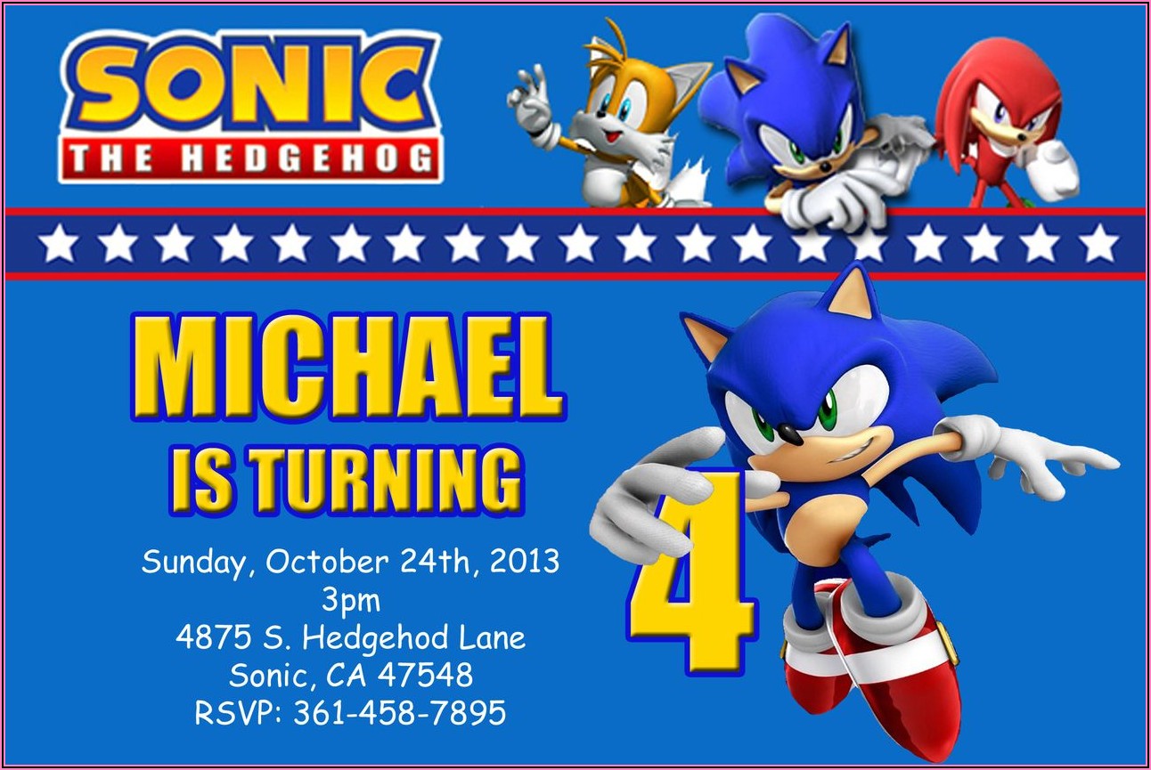 Sonic The Hedgehog Birthday Invitations Free