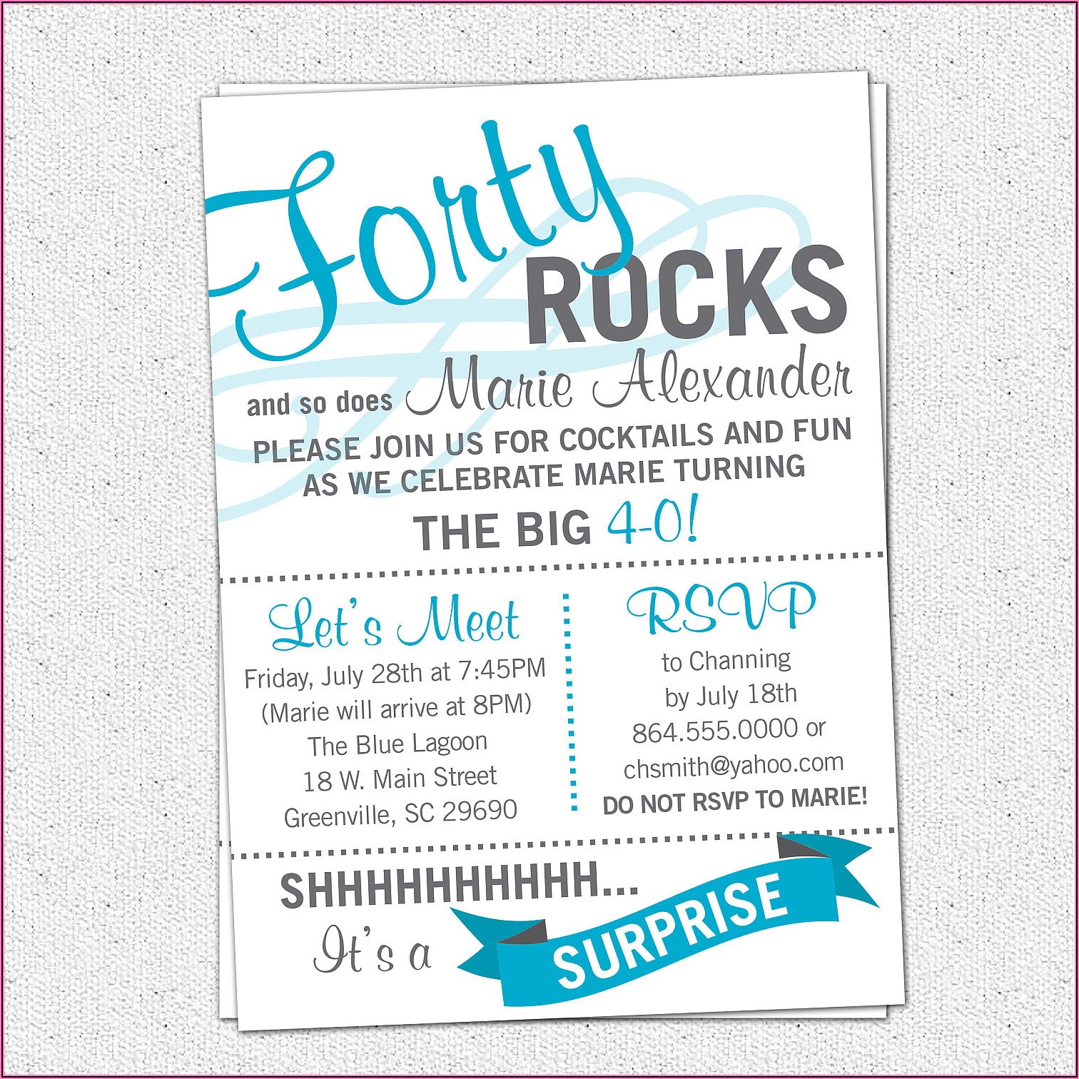 Surprise 40th Birthday Party Invitations Templates Free